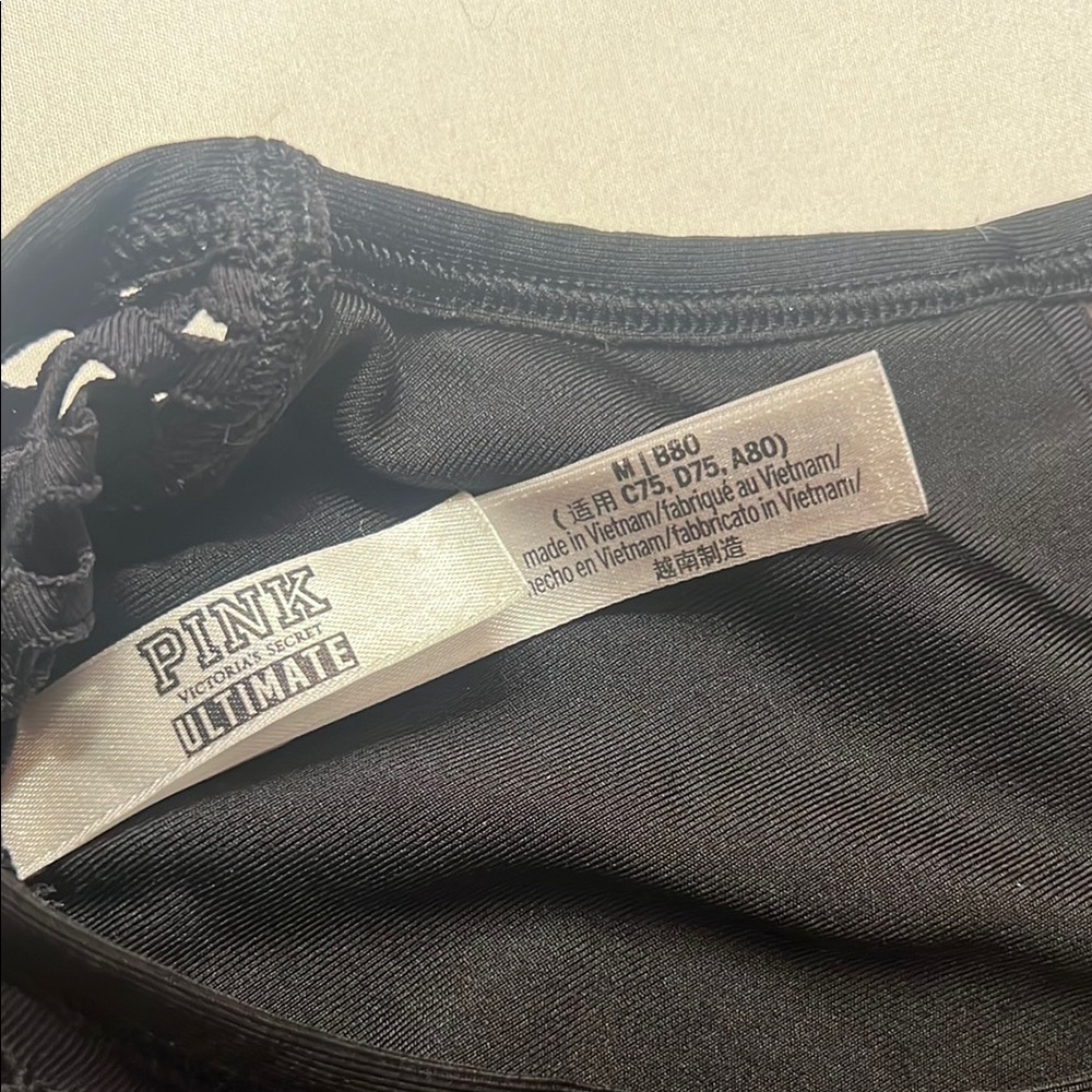 PINK Victoria's Secret Black Racerback Sports Bra - Picture 3 of 3